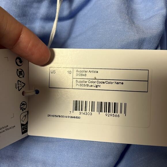 NWT & Other Stories Asymmetric Pleated Midi Skirt in Mid Blue Size 10 - Picture 3 of 9